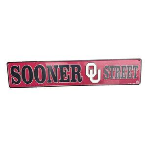 Collegiate Products Oklahoma OU Sooners Street Metal Wall Hanging 24 x 5" (READ)